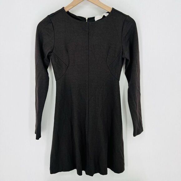 Amanda Uprichard Brown Long Sleeve Ponti Fit & Flare Dress Size Small Revolve - Picture 1 of 6